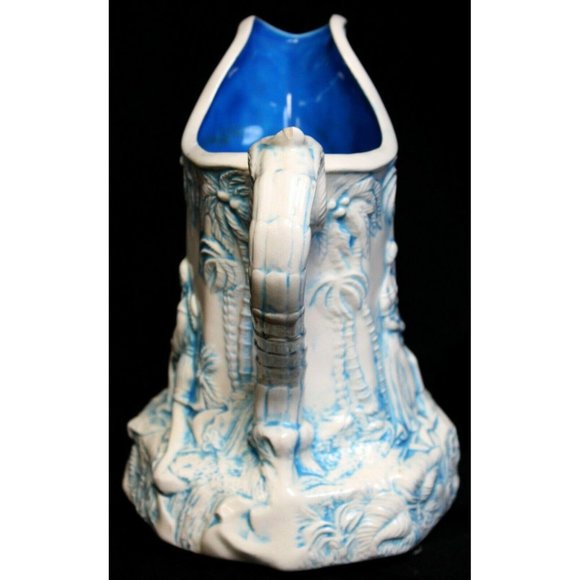 VTG 73 Hand Painted Sign French Country Ceramic Pitcher Blue Lover Renaissance - Picture 4 of 9